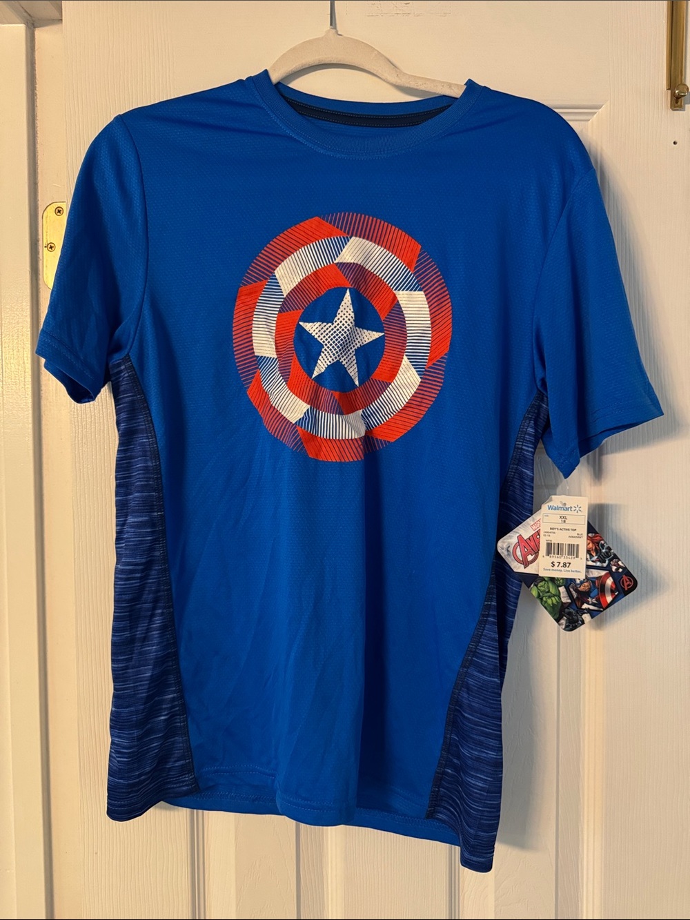 Marvel Captain America Blue Boys' Performance Tee - Walmart